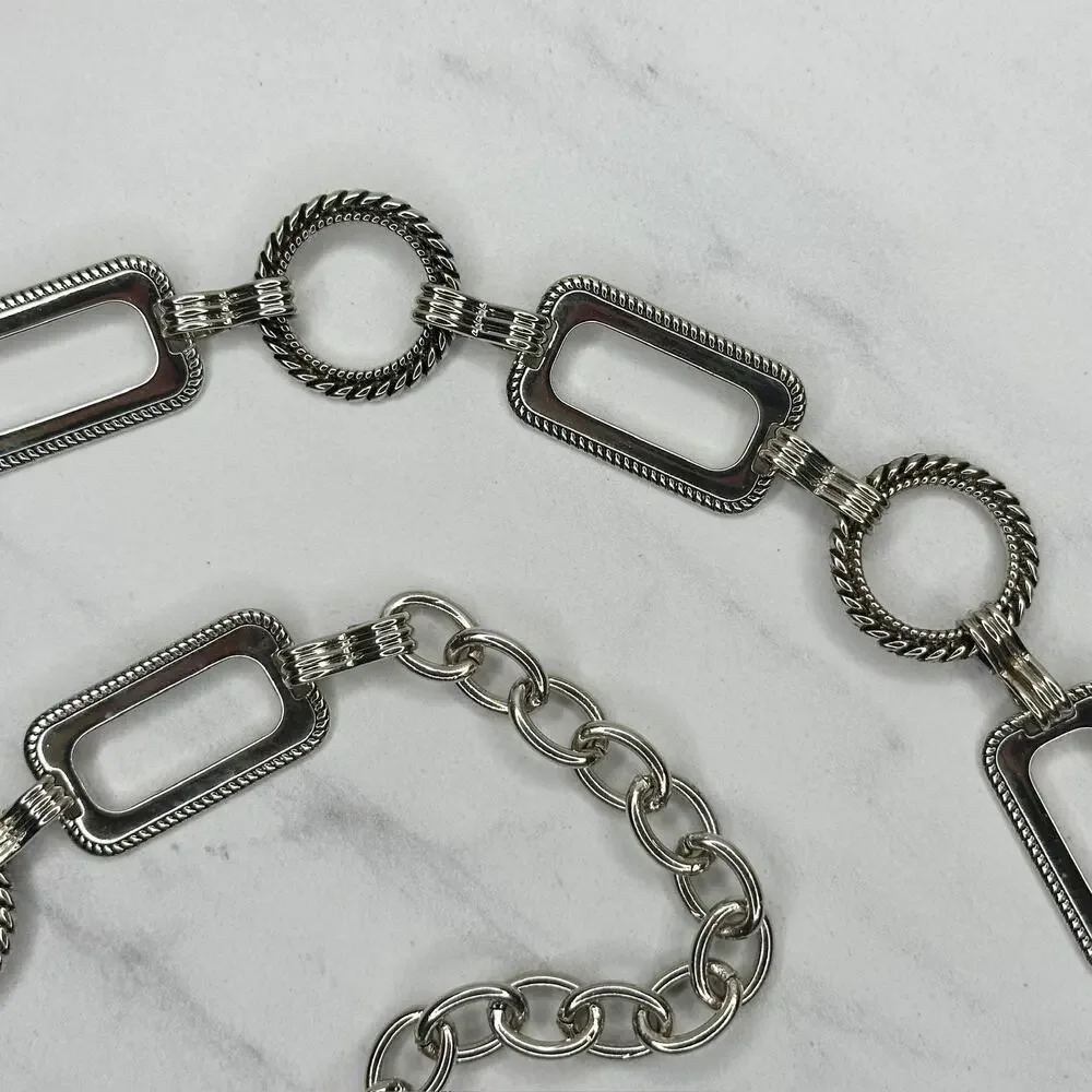 Textured Silver Chain Belt Rectangle Rope Large/XL (L/XL) ✨